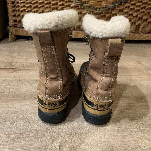 Sorel Kaufman Caribou Winter Boots Women's Size 5 Leather Wool Lined Canada Made - Picture 4 of 8